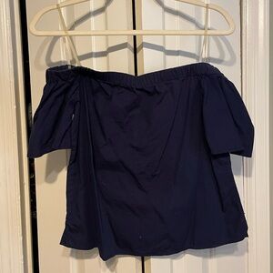 Navy Off the Shoulder Blouse
